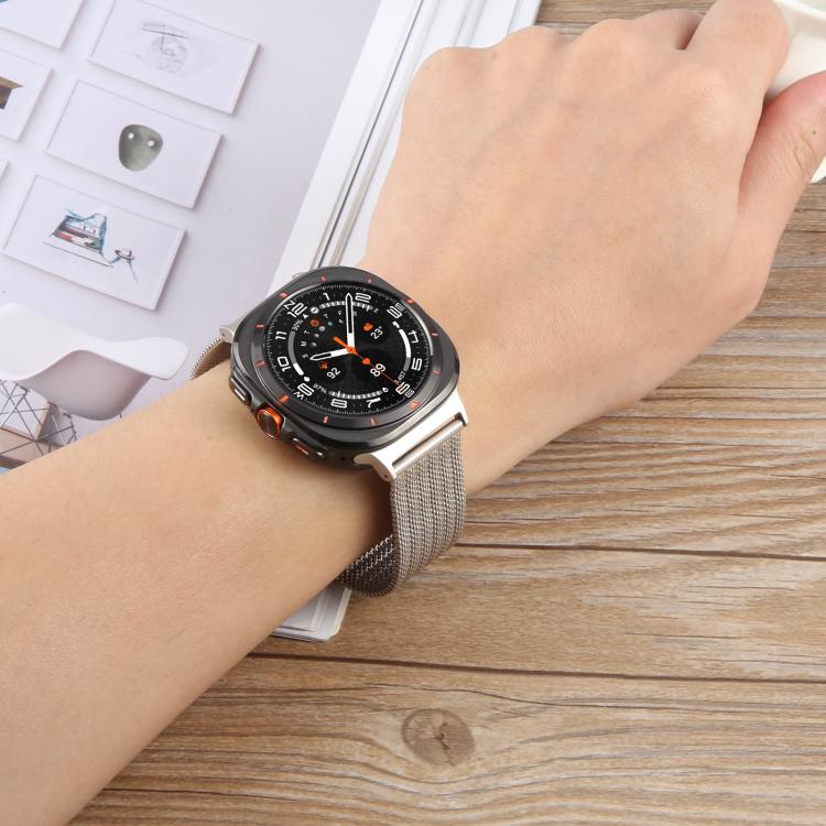 For Samsung Galaxy Watch Ultra 47mm Integrated Buckle Embossed Milanese Metal Watch Band(Gold) - free shipping - PMC TechLife - Order now!