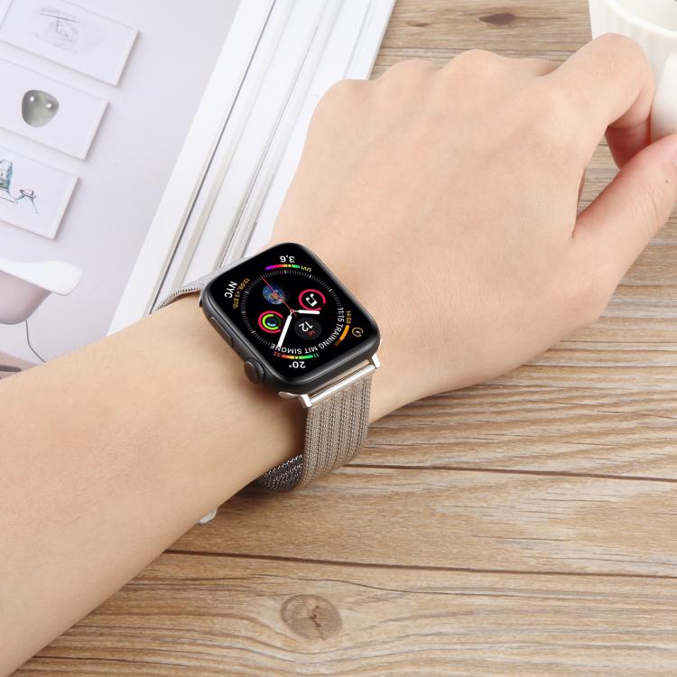 For Apple Watch 42mm / 41mm / 40mm / 38mm Integrated Buckle Embossed Thick Milanese Metal Watch Band(Rose Gold) - free shipping - PMC TechLife - Order now!