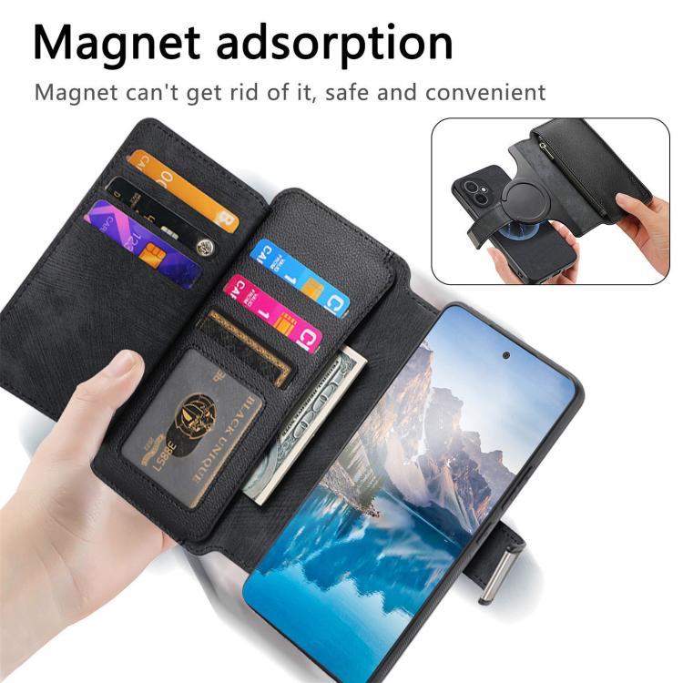 For Honor 400 Global 156.5mm CaseNeo MagSafe RFID Anti-theft Zipper Wallet Retro Leather Phone Case(Black) - free shipping - PMC TechLife - Order now!