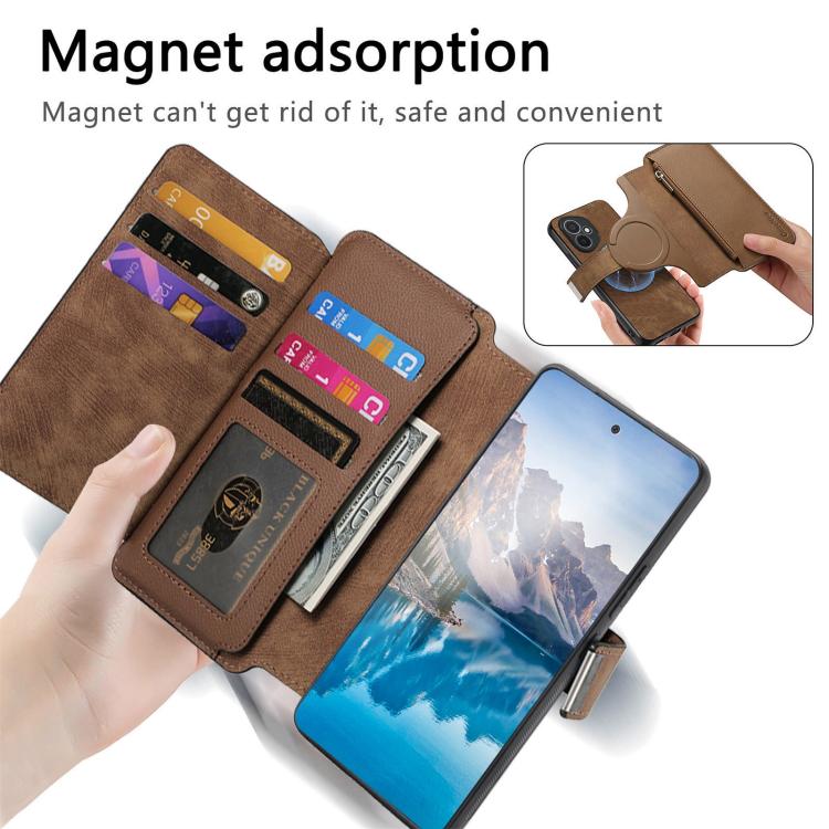 For Honor 400 Global 156.5mm CaseNeo MagSafe RFID Anti-theft Zipper Wallet Retro Leather Phone Case(Brown) - free shipping - PMC TechLife - Order now!