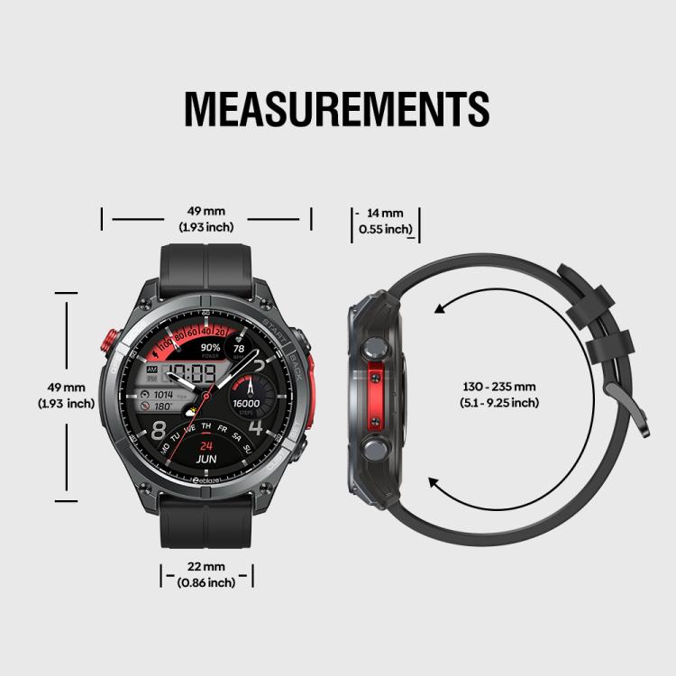 Zeblaze Stratos 4 Rugged Outdoor GPS Smart Watch 1.43 inch Screen 5 ATM & IP69K(Black) - free shipping - PMC TechLife - Order now!
