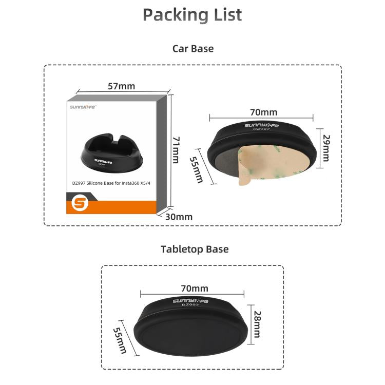 For Insta360 X5 / X4 Sunnylife Silicone Stand Base Car Base(Black) - free shipping - PMC TechLife - Order now!