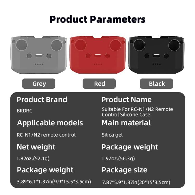 For DJI RC-N2 / RC-N1 BRDRC Remote Control Shockproof Anti-scratch Silicone Case(Grey) - free shipping - PMC TechLife - Order now!
