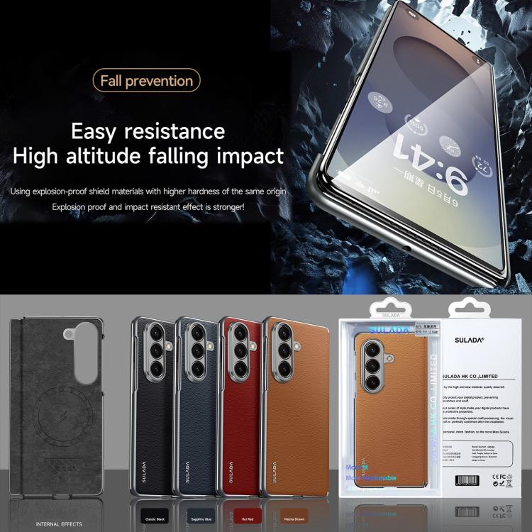 For Samsung Galaxy Z Fold7 5G SULADA Frameless Top Layer Cowhide Leather PC Phone Case(Brown) - free shipping - PMC TechLife - Order now!