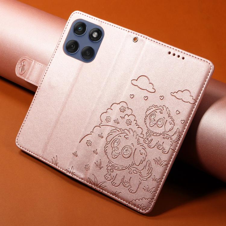 For Motorola Edge 60 Fusion 5G / 60 Pro Embossed Heart Dog RFID Blocking Wallet Leather Phone Case(Rose Gold) - free shipping - PMC TechLife - Order now!