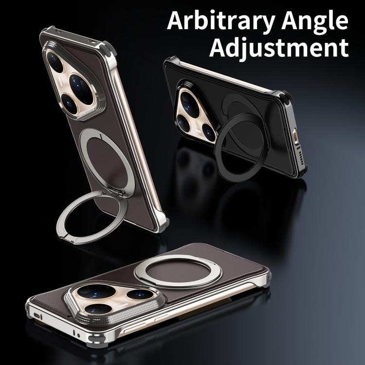 For Huawei Pura 80 Pro 5G Metal Frameless Plain Leather MagSafe Holder Phone Case(Black) - free shipping - PMC TechLife - Order now!