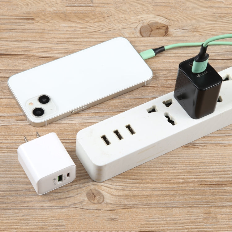 LZ-105A+C PD 20W USB-C/Type-C+QC 3.0 USB Ports Dot Pattern Travel Charger, US Plug(White) - free shipping - PMC Jewellery - Order now!