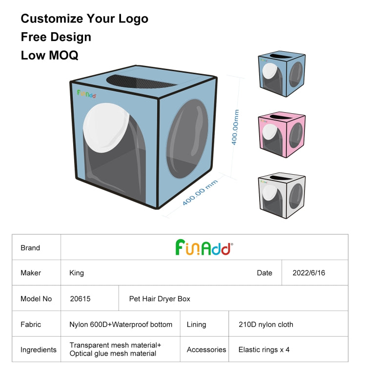 FUNADD Pet Bath Drying Box Portable Folding Dryer Cage, Suitable for Pets up to 5kg(Pink) - Grooming by PMC TechLife | Online Shopping South Africa | PMC TechLife | Buy Now Pay Later Mobicred