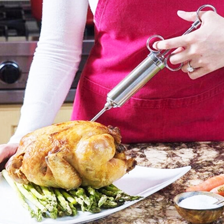 60ml Stainless Steel Syringe Dual Needles Condiment Turkey Meat Injector Cooking Tools (Silver) - Gadgets by PMC TechLife | Online Shopping South Africa | PMC TechLife | Buy Now Pay Later Mobicred
