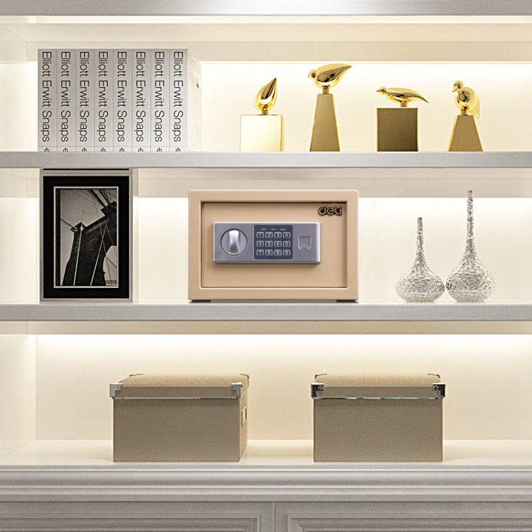 Deli Home Office Hotel Mini Electronic Security Lock Box Wall Cabinet Safety Box(Gold) - Safety Box by PMc TechLife | Online Shopping South Africa | PMc TechLife | Buy Now Pay Later Mobicred