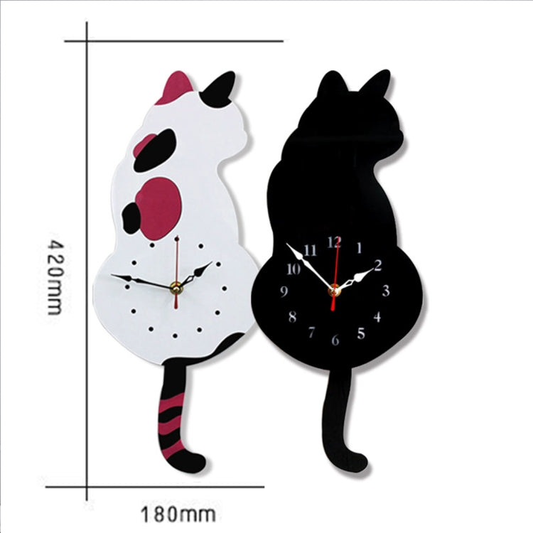 42x18cm Home Office Bedroom Decoration Battery Operated Cat Shaped Wall Clock with Swinging Tails(Black) - Wall Clock by PMC TechLife | Online Shopping South Africa | PMC TechLife | Buy Now Pay Later Mobicred