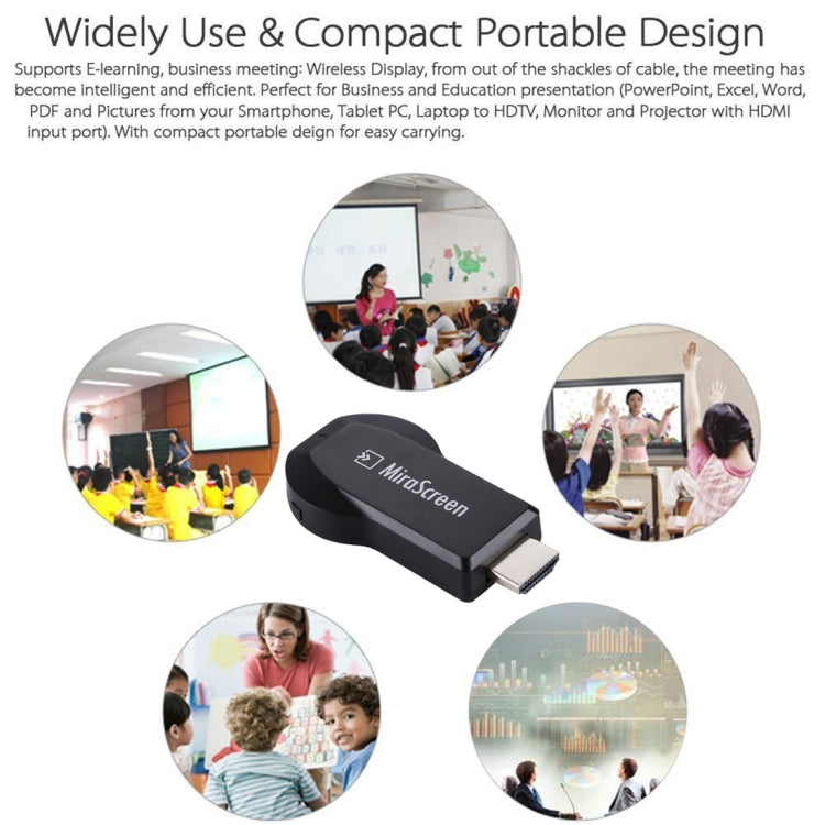 MiraScreen WiFi Display Dongle / Miracast Airplay DLNA Display Receiver Dongle Wireless Mirroring Screen Device with 2 in 1 USB Cable (Black) - Wireless Display Dongle by PMC TechLife | Online Shopping South Africa | PMC TechLife | Buy Now Pay Later Mobicred
