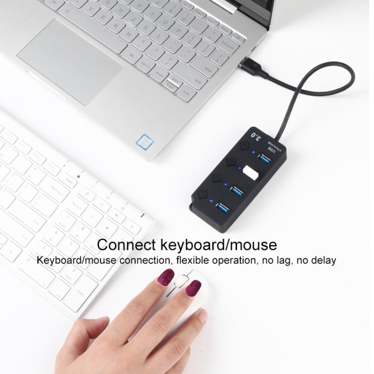 Onten 5301 USB 3.0 Male to 4 USB 2.0 Female Splitter Extender with Independent Switch - USB 2.0 HUB by Onten | Online Shopping South Africa | PMC TechLife | Buy Now Pay Later Mobicred