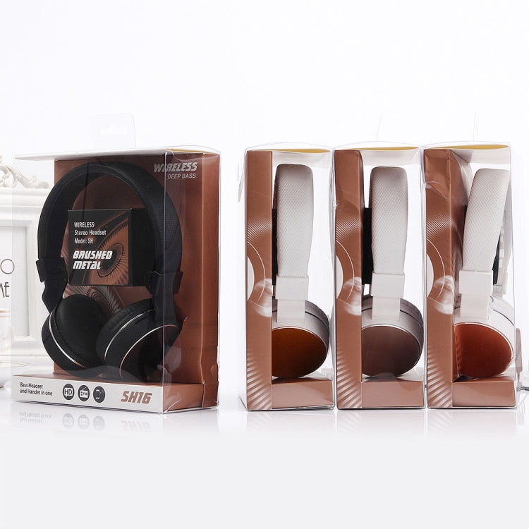 SH-16 Headband Folding Stereo Wireless Bluetooth Headphone Headset, Support 3.5mm Audio & Hands-free Call & TF Card &FM, for iPhone, iPad, iPod, Samsung, HTC, Sony, Huawei, Xiaomi and other Audio Devices(Gold) - Headset & Headphone by PMC TechLife | Online Shopping South Africa | PMC TechLife | Buy Now Pay Later Mobicred