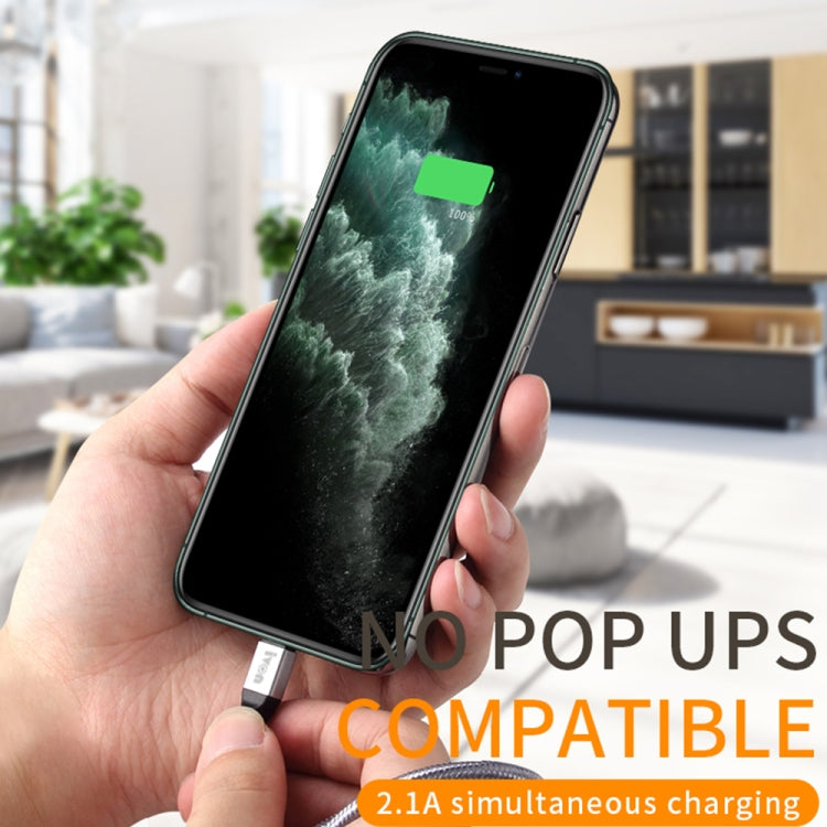 IVON CA89 2.1A USB to 8 Pin Braid Fast Charge Data Cable, Cable Length: 1m(Grey) - free shipping - PMC Jewellery - Order now!