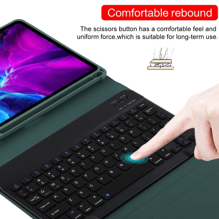 TG11B Detachable Bluetooth Black Keyboard + Microfiber Leather Tablet Case for iPad Pro 11 inch (2020), with Pen Slot & Holder (Dark Green) - free shipping - PMC TechLife - Order now!