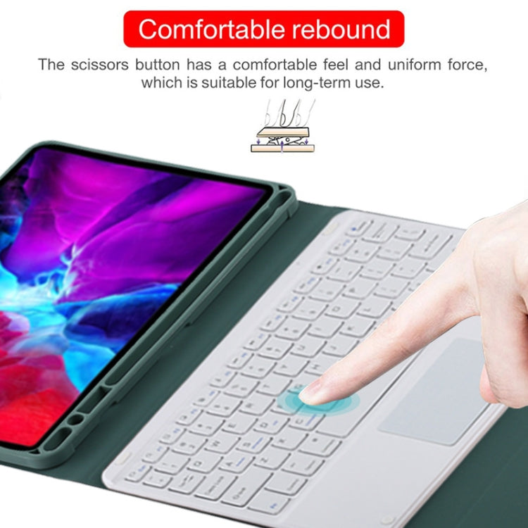 TG11BC Detachable Bluetooth White Keyboard Microfiber Leather Tablet Case for iPad Pro 11 inch (2020), with Touchpad & Pen Slot & Holder (Dark Green) - For iPad Pro by PMC TechLife | Online Shopping South Africa | PMC TechLife