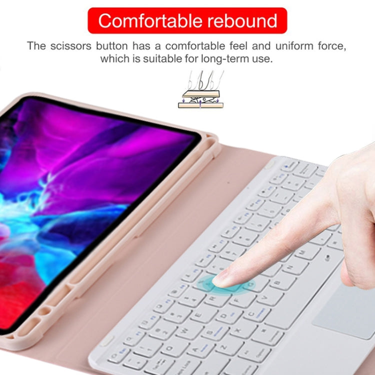 TG11BC Detachable Bluetooth White Keyboard Microfiber Leather Tablet Case for iPad Pro 11 inch (2020), with Touchpad & Pen Slot & Holder (Pink) - For iPad Pro by PMC TechLife | Online Shopping South Africa | PMC TechLife