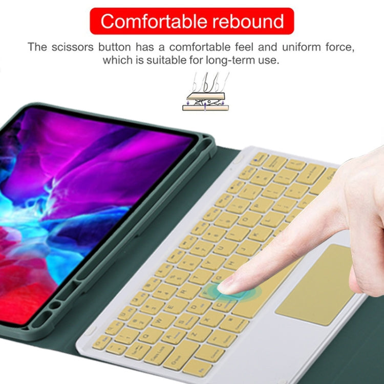 TG11BC Detachable Bluetooth Yellow Keyboard Microfiber Leather Tablet Case for iPad Pro 11 inch (2020), with Touchpad & Pen Slot & Holder (Dark Green) - For iPad Pro by PMC TechLife | Online Shopping South Africa | PMC TechLife