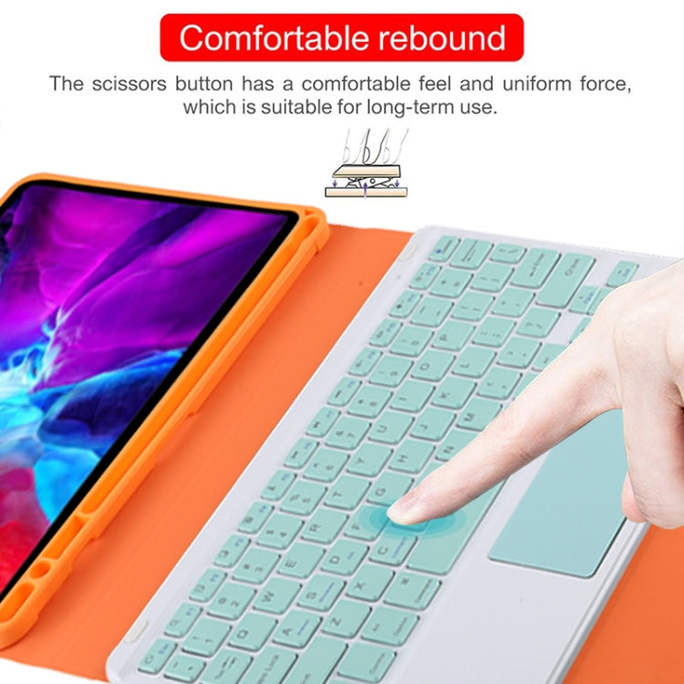 TG11BC Detachable Bluetooth Green Keyboard Microfiber Leather Tablet Case for iPad Pro 11 inch (2020), with Touchpad & Pen Slot & Holder (Orange) - For iPad Pro by PMC TechLife | Online Shopping South Africa | PMC TechLife