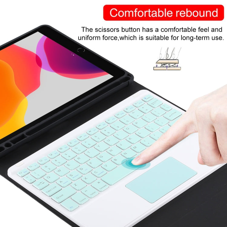 TG-102BC Detachable Bluetooth Green Keyboard + Microfiber Leather Tablet Case for iPad 10.2 inch / iPad Air (2019), with Touch Pad & Pen Slot & Holder (Black) - For iPad Air by PMC TechLife | Online Shopping South Africa | PMC TechLife