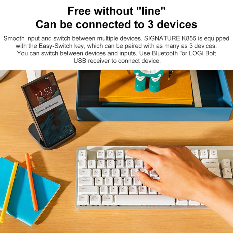 Logitech K855 Wireless Bluetooth Dual Mode Silent Mechanical Keyboard (White) - free shipping - PMC Jewellery - Order now!