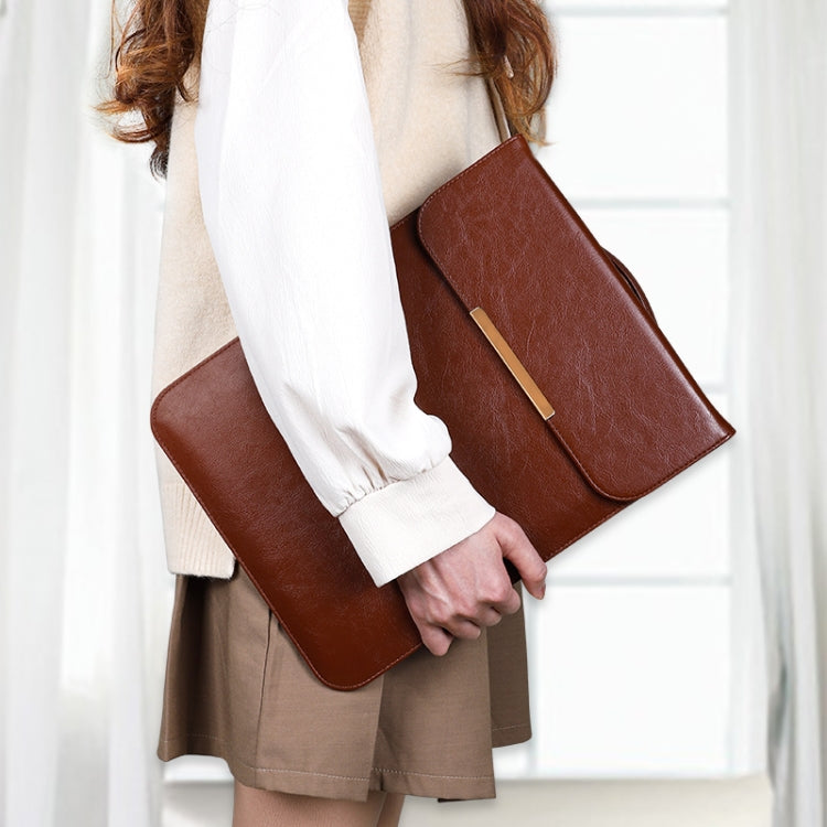 13.3 inch Laptop 2 in 1 PU Leather Sleeve Liner Bag with Mouse Storage Bag(Brown) - 13.3 inch by PMC TechLife | Online Shopping South Africa | PMC TechLife | Buy Now Pay Later Mobicred