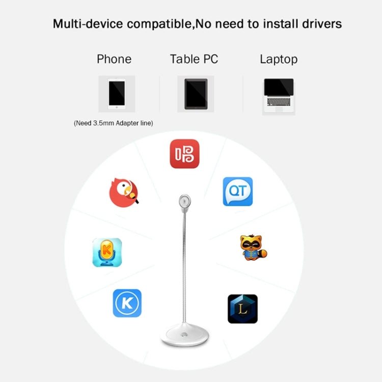 BK Desktop Gooseneck Adjustable USB Wired Audio Microphone, Built-in Sound Card, Compatible with PC / Mac for Live Broadcast, Show, KTV, etc.(Black) - Microphone by PMC TechLife | Online Shopping South Africa | PMC TechLife | Buy Now Pay Later Mobicred