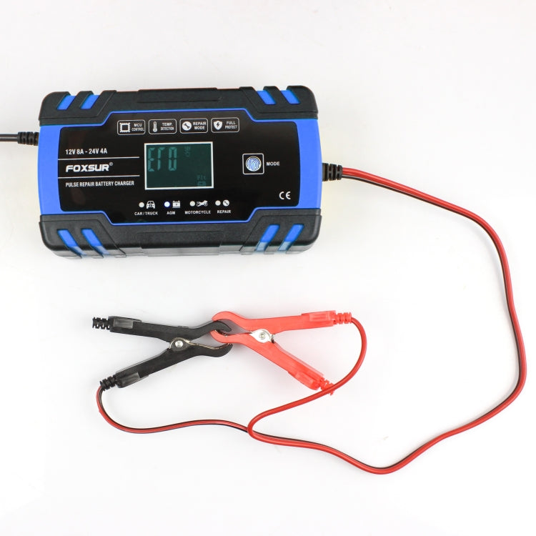 FOXSUR 12V-24V Car Motorcycle Truck Repair Battery Charger AGM Charger, US Plug (Blue) - Battery Charger by FOXSUR | Online Shopping South Africa | PMC TechLife | Buy Now Pay Later Mobicred