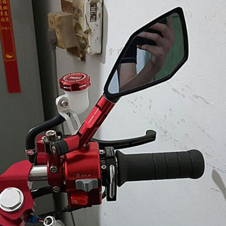 Modified Motorcycle Aluminium Alloy Rhombus Reflective Light Side Rearview Mirror (Red) - Side Mirrors by PMC Jewellery | Online Shopping South Africa | PMC Jewellery | Buy Now Pay Later Mobicred