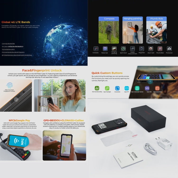 HOTWAV CYBER 13, IP68/IP69K Rugged Phone, 8GB+128GB, 10800mAh, 6.6 inch Android 14.0 Unisoc T606 Octa Core, Network: 4G, NFC, OTG (Black) - free shipping - PMC TechLife - Order now!