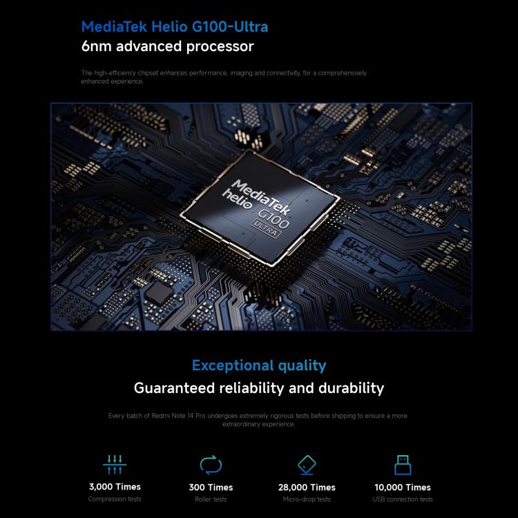 Xiaomi Redmi Note 14 Pro 4G Global, 8GB+256GB, In-screen Fingerprint, 6.67 inch Xiaomi HyperOS Helio G100-Ultra Octa Core, NFC, Network: 4G (Blue) - free shipping - PMC TechLife - Order now!