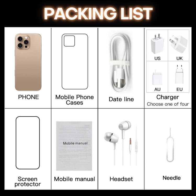 i16 Pro Max / A08A, 3GB+64GB, 6.73 inch Screen, Face Identification, Android 8.1 MTK6753 Octa Core, Network: 4G, Dual SIM, EU Plug (Gold) - by PMC Jewellery | Online Shopping South Africa | PMC Jewellery | Buy Now Pay Later Mobicred