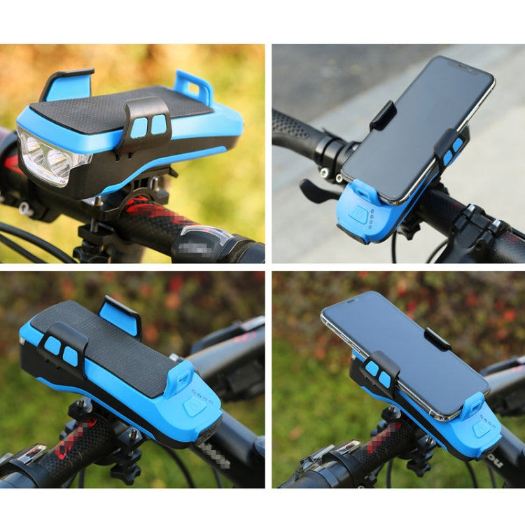 Multifunction 4 in 1 Phone Holder Bicycle Bell Cycling Lamp Flashlight(Black) - Headlights by PMC TechLife | Online Shopping South Africa | PMC TechLife | Buy Now Pay Later Mobicred