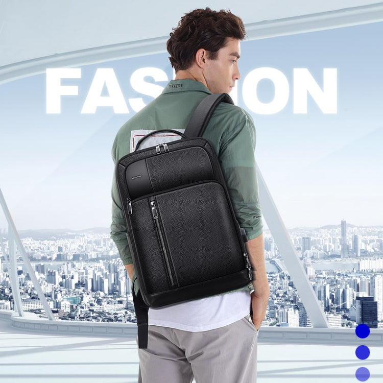 Bopai 851-036611 Large Capacity Top-grain leather Business Breathable Man Backpack, Size: 30x12x43cm(Black) - free shipping - PMC Jewellery - Order now!