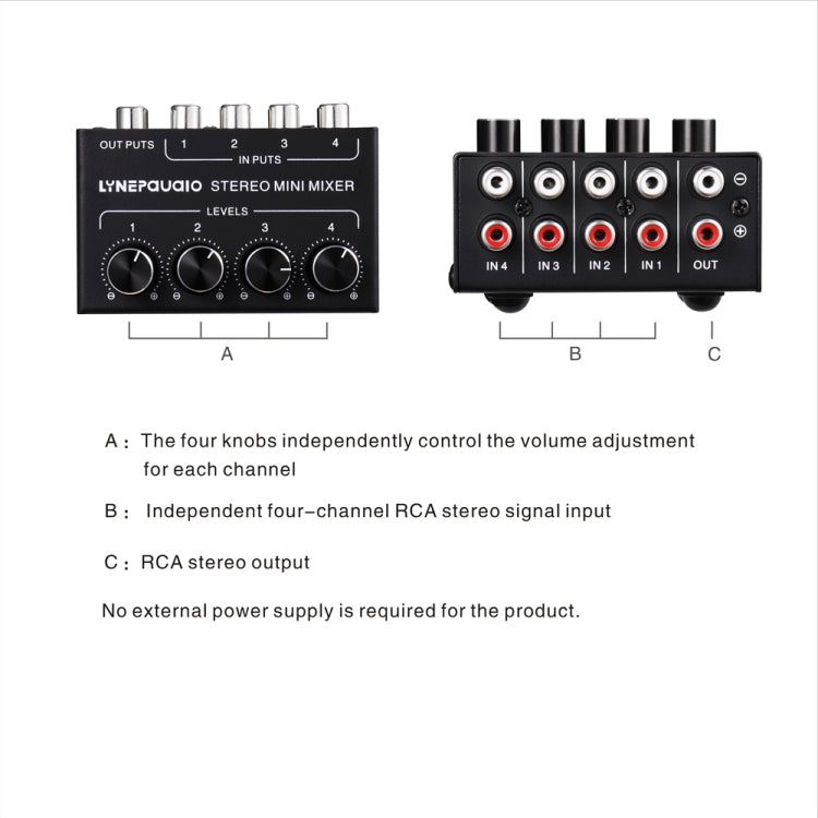 LINEPAUDIO B896 Four-channel Sassive Mixer (Black) - by PMC TechLife | Online Shopping South Africa | PMC TechLife | Buy Now Pay Later Mobicred