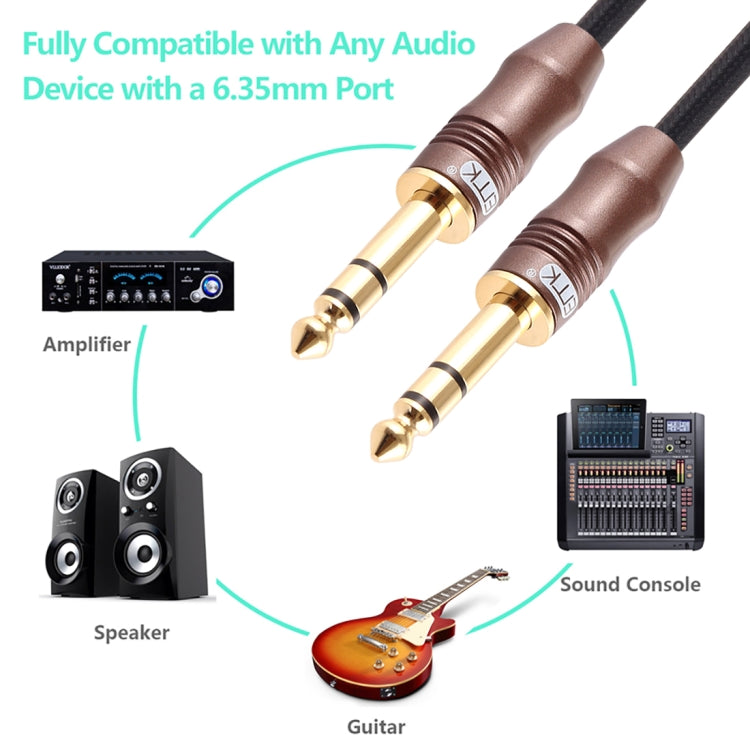EMK 6.35mm Male to Male 4 Section Gold-plated Plug Cotton Braided Audio Cable for Guitar Amplifier Mixer, Length: 2m(Black) - Microphone Audio Cable & Connector by EMK | Online Shopping South Africa | PMC TechLife | Buy Now Pay Later Mobicred
