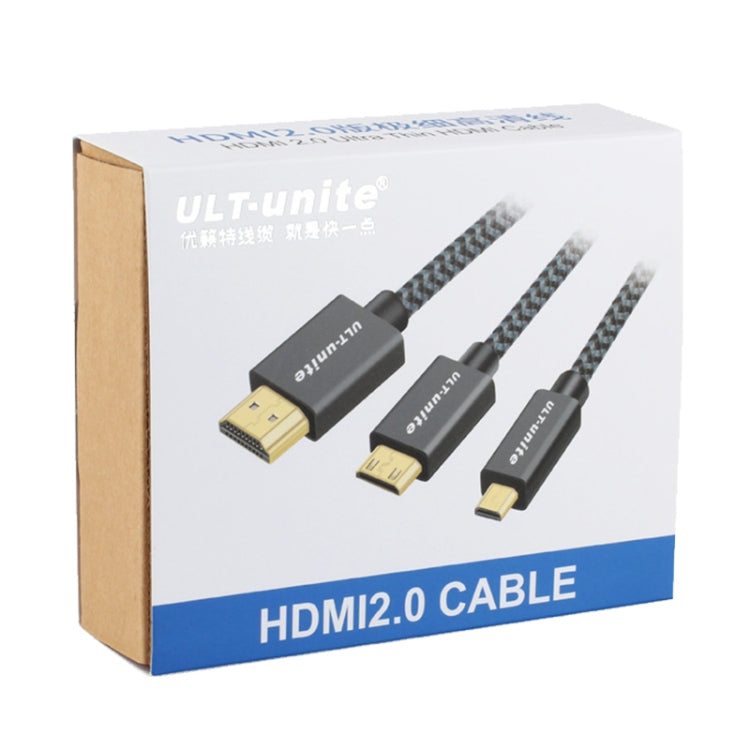 ULT-unite Gold-plated Head HDMI 2.0 Male to Male Nylon Braided Cable, Cable Length: 1.2m(Black) - Cable by ult-unite | Online Shopping South Africa | PMC TechLife | Buy Now Pay Later Mobicred