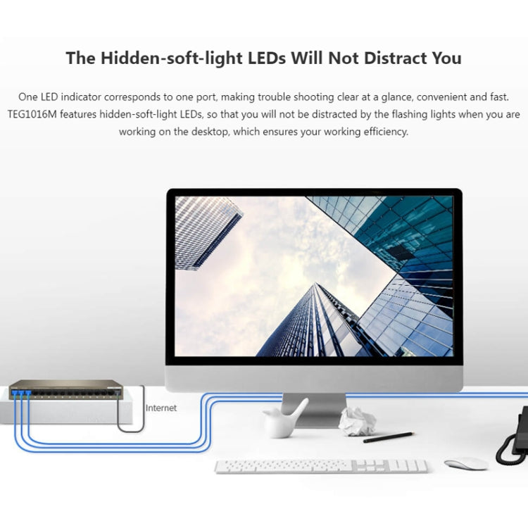 Tenda TEG1016M Desktop Metal 16-Port Gigabit Ethernet Switch Fast Establish High-Speed Network - free shipping - PMC Jewellery - Order now!