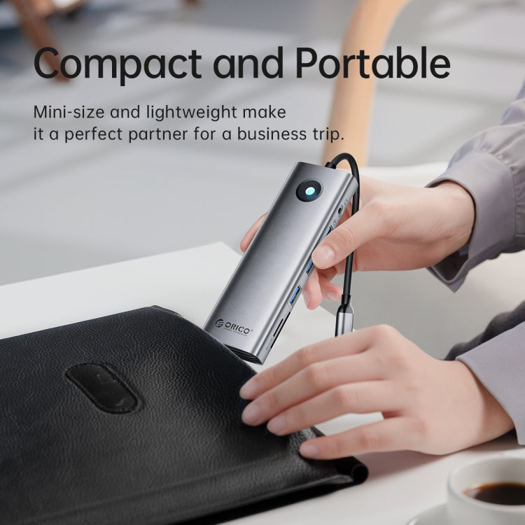 ORICO PW11-8PM Type-C / USB-C 8-in-1 5Gbps Multifunction Docking Station Card Reader (Dark Gray) - free shipping - PMC TechLife - Order now!
