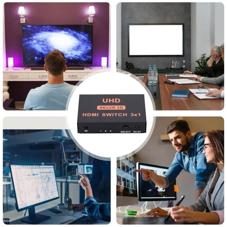 HDMI Switch 3 into 1 out 4Kx2K HD Video Switch, with Remote Control - Switch by PMC Jewellery | Online Shopping South Africa | PMC Jewellery | Buy Now Pay Later Mobicred