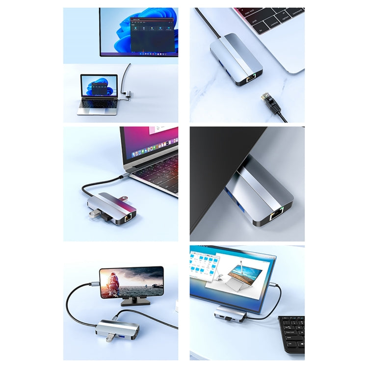 BYL-2203 6 in 1 USB-C / Type-C to USB Multifunctional Docking Station HUB Adapter - USB HUB by PMC Jewellery | Online Shopping South Africa | PMC Jewellery | Buy Now Pay Later Mobicred