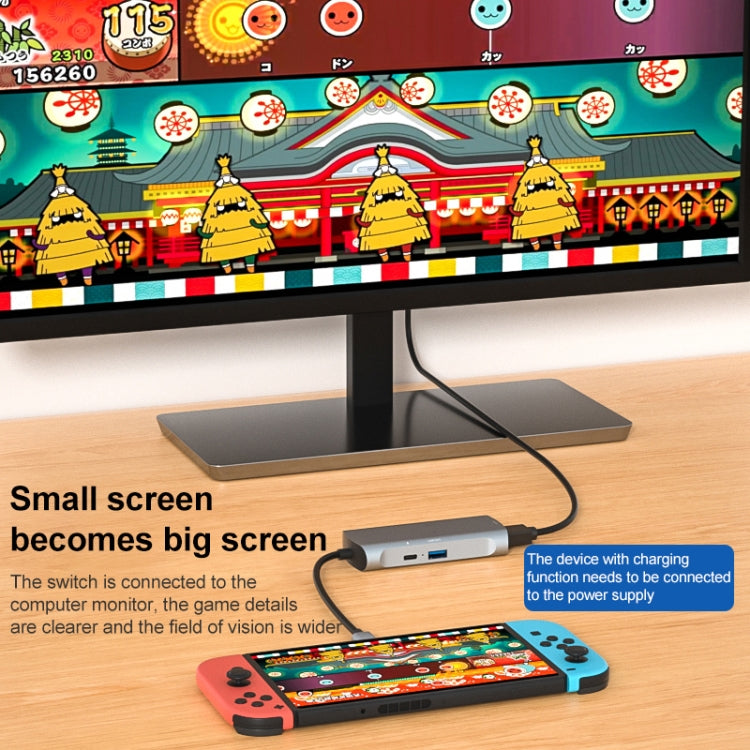 Z41 6 in 1 USB-C / Type-C to PD USB-C / Type-C + HD HDMI + USB 3.0 + 3.5mm AUX + USB + Microphone Interface Multifunctional Docking Station Video Capture Card (Grey) - Video Capture Solutions by PMC TechLife | Online Shopping South Africa | PMC TechLife | Buy Now Pay Later Mobicred