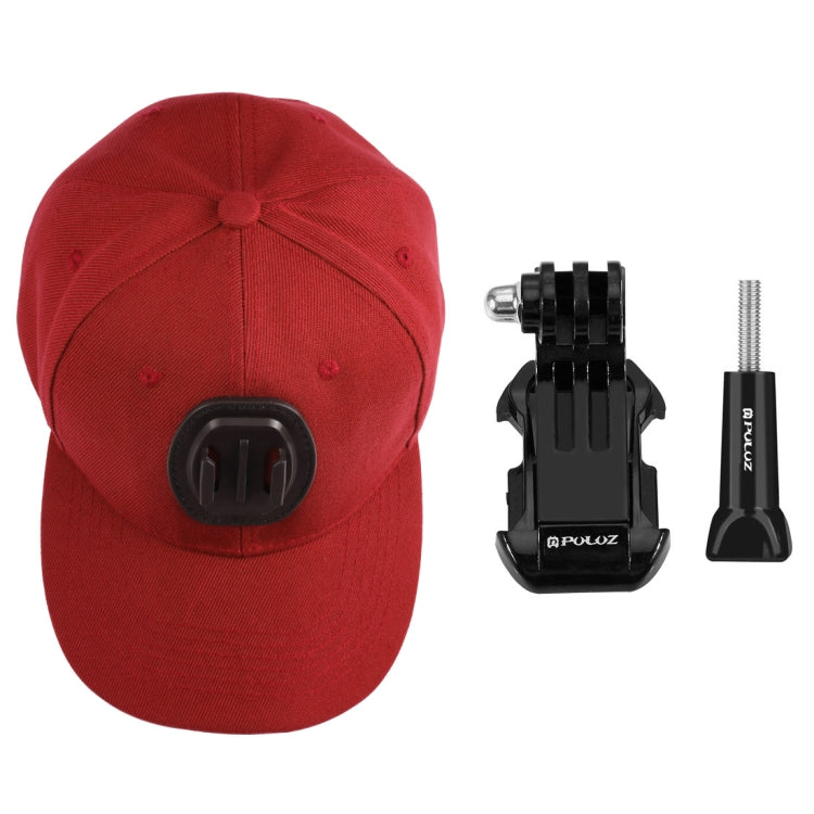PULUZ Baseball Hat with J-Hook Buckle Mount & Screw for GoPro, DJI OSMO Action and Other Action Cameras(Red) - by PMC TechLife | Online Shopping South Africa | PMC TechLife | Buy Now Pay Later Mobicred