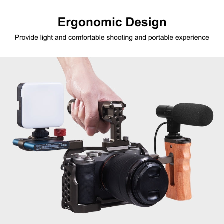 PULUZ 3/8 inch Screw Universal Camera Wooden Side Handle with Cold Shoe Mount for Camera Cage Stabilizer(Bronze) - free shipping - PMC TechLife - Order now!