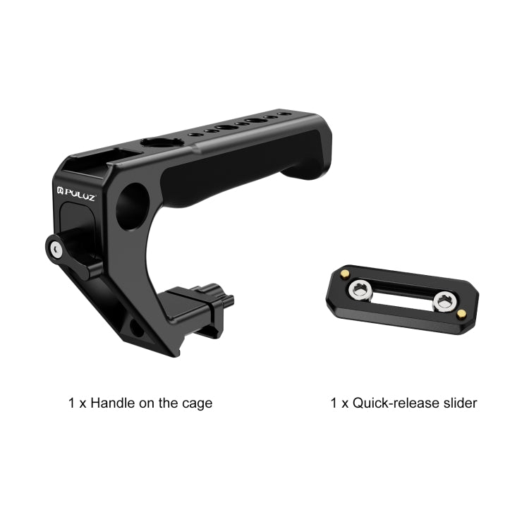 PULUZ Double-thread Metal Quick Release Top Handle with Cold Shoe for Camera Cage Stabilizer (Black) - free shipping - PMC TechLife - Order now!