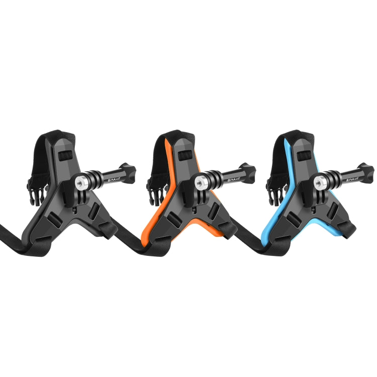 PULUZ Motorcycle Helmet Chin Strap Mount for GoPro, DJI Osmo Action and Other Action Cameras(Blue) - Helmet Mount by PULUZ | Online Shopping South Africa | PMC TechLife | Buy Now Pay Later Mobicred