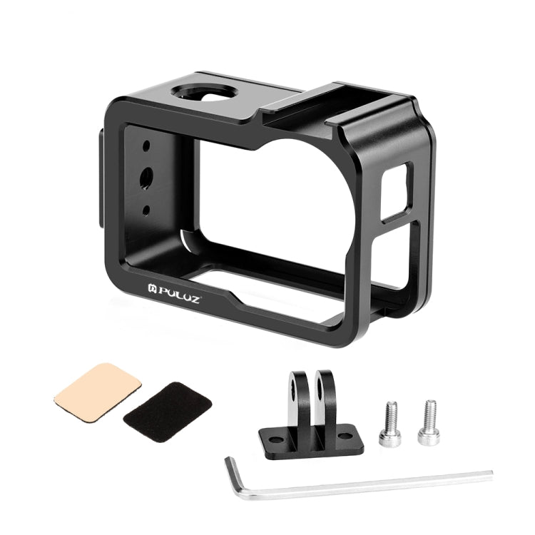 For DJI Osmo Action 5 Pro / 4 / 3 PULUZ Metal Cage Expansion Adapter Frame with Cold Shoe (Black) - free shipping - PMC TechLife - Order now!