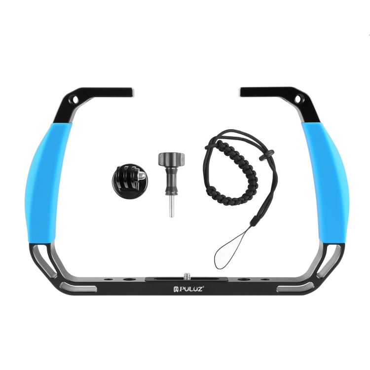 PULUZ Dual Silicone Handles Aluminium Alloy Underwater Diving Rig for GoPro, DJI OSMO Action, Insta360 and Other Action Cameras (Blue) - free shipping - PMC TechLife - Order now!