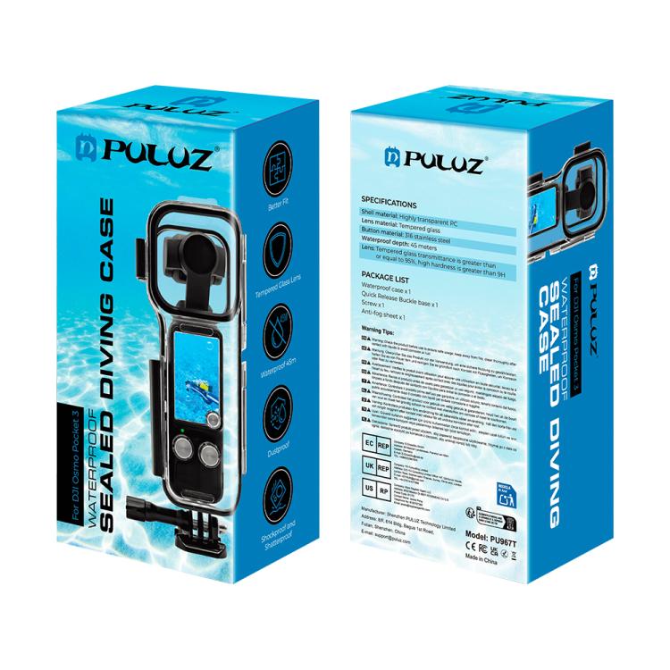 For DJI Osmo Pocket 3 PULUZ 45m Underwater Waterproof Housing Diving Case (Transparent) - Case & Bags by PULUZ | Online Shopping South Africa | PMC TechLife | Buy Now Pay Later Mobicred